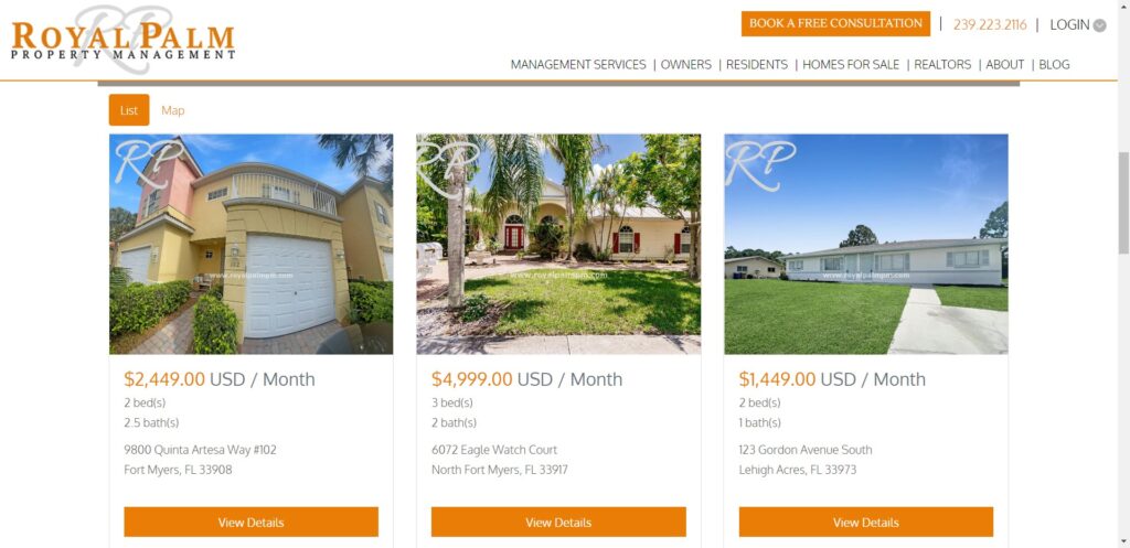 royal palm property management fort myers fl home rentals listings